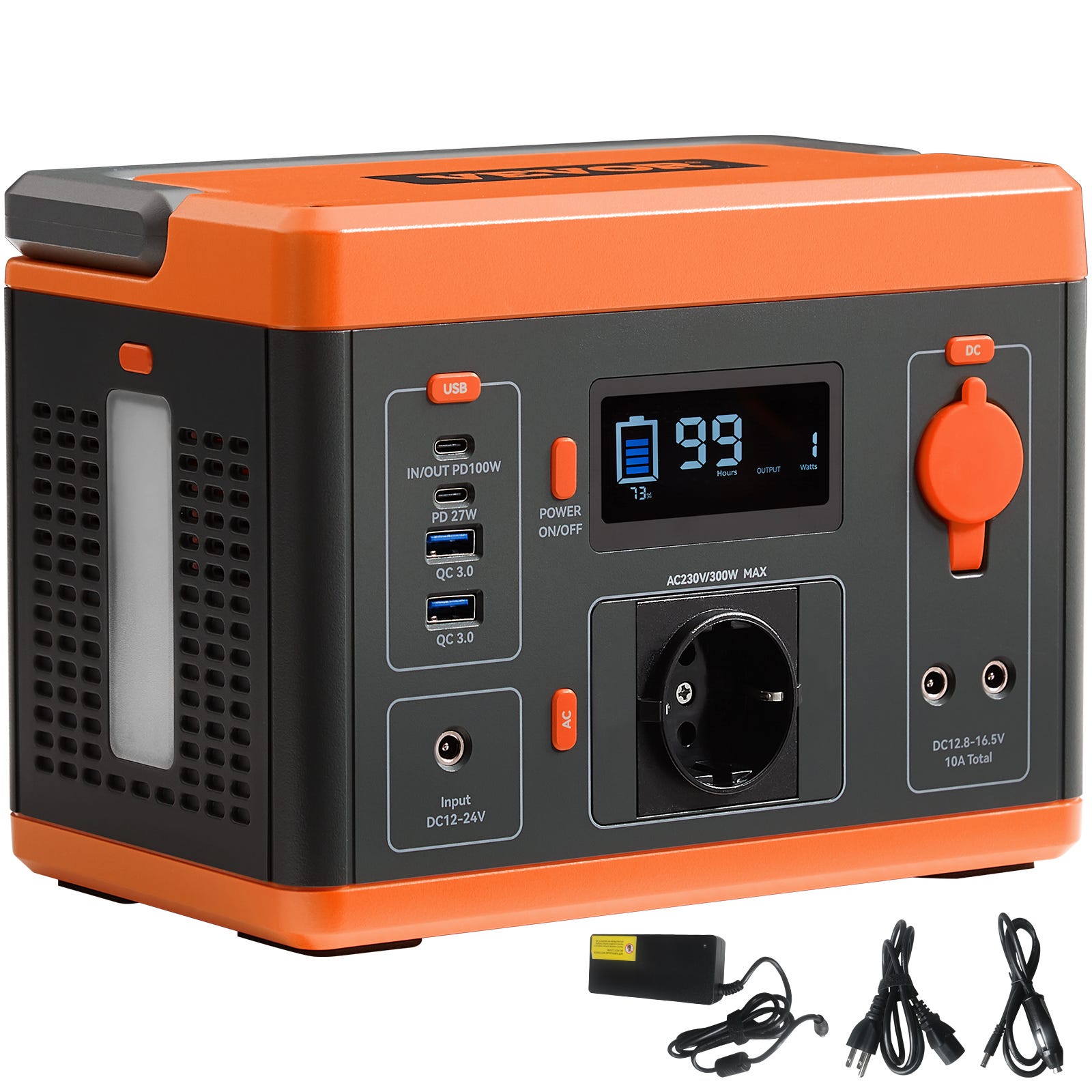 NOVOO Generateur Electrique Portable 296Wh 80000mAh, 1 Sorties CA