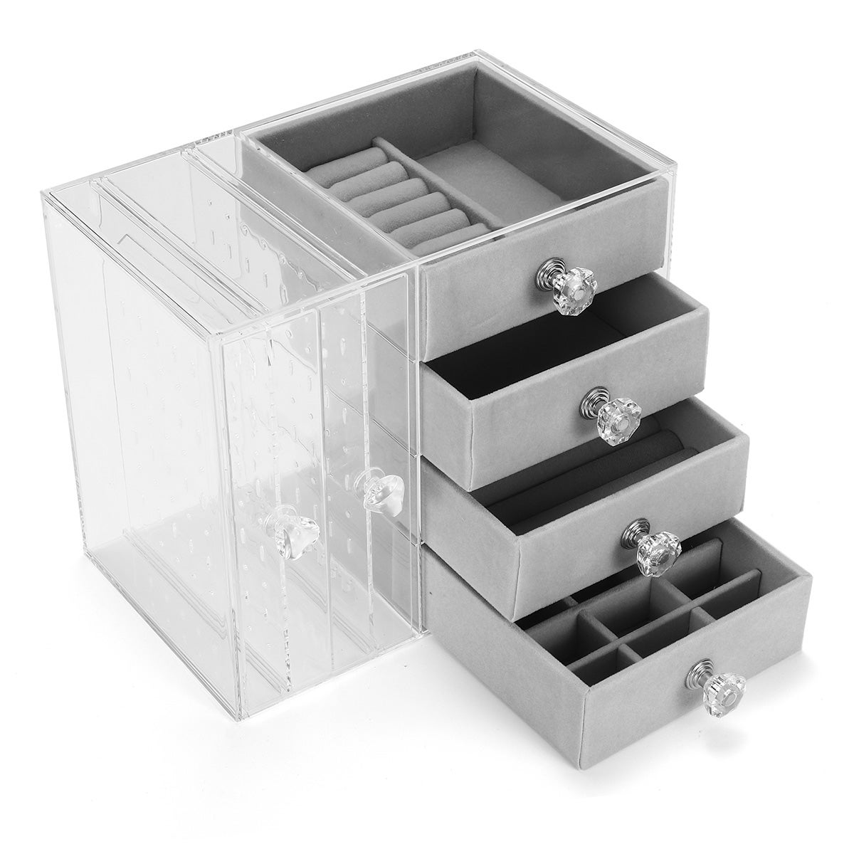 4 Pezzi/set Vassoio Organizer Gioielli Grigio Con Divisorio, Adatto Per  Vanità, Cassetti E Armadi Di Camera Da Letto E Comodo Per Organizzare  Anelli, Orecchini, Collane, Orologi E Altri Accessori