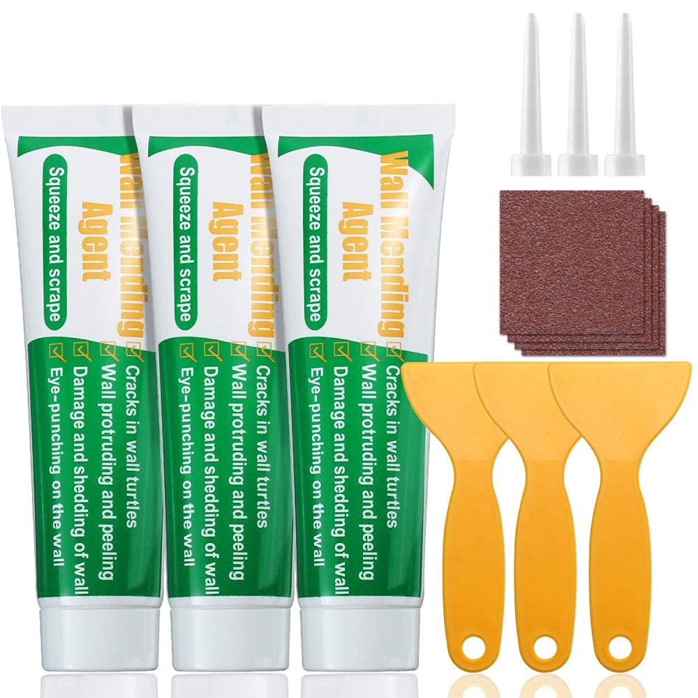 Crema reparadora de paredes de 300 g, agente reparador con raspador y boquilla