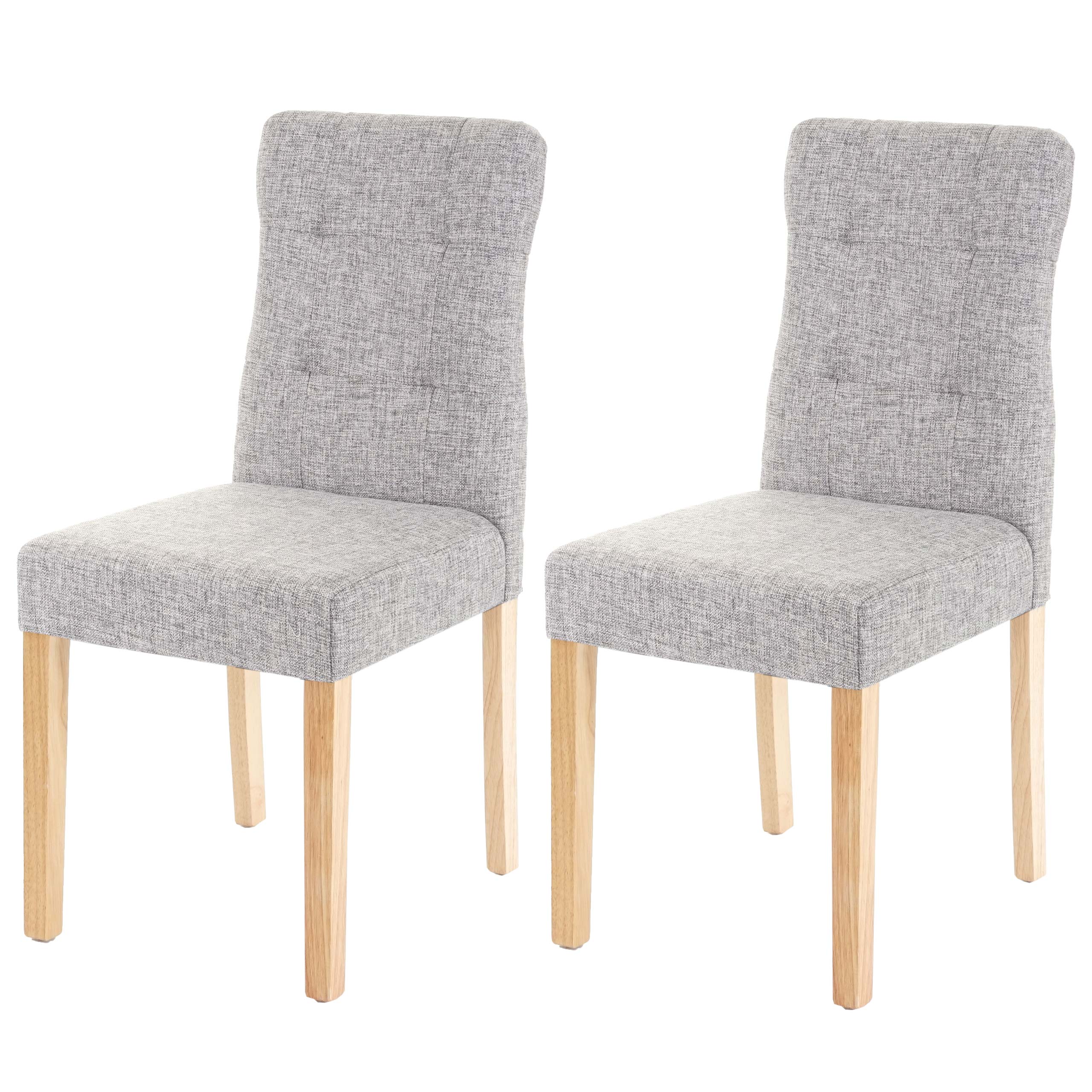Set 6x sedie HWC-E58 sala da pranzo legno tessuto grigio gambe chiare