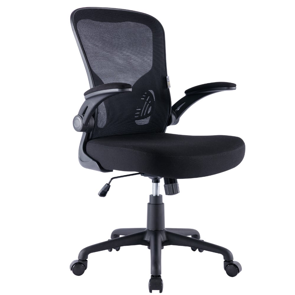 Sedia ufficio ergonomica in tessuto reclinabile con ruote nero