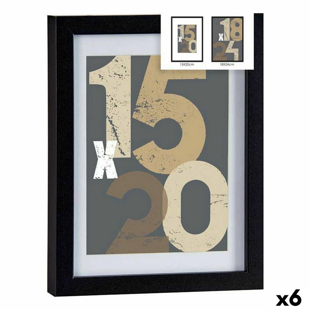 Moldura de Fotos 20 5 x 2 5 x 26 5 cm Preto Vidro Madeira MDF 6