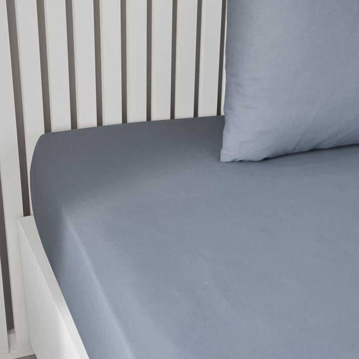 Drap housse TODAY Essential - 160 x 200+23 cm - 2 personnes - 100% Coton uni - Denim - 6