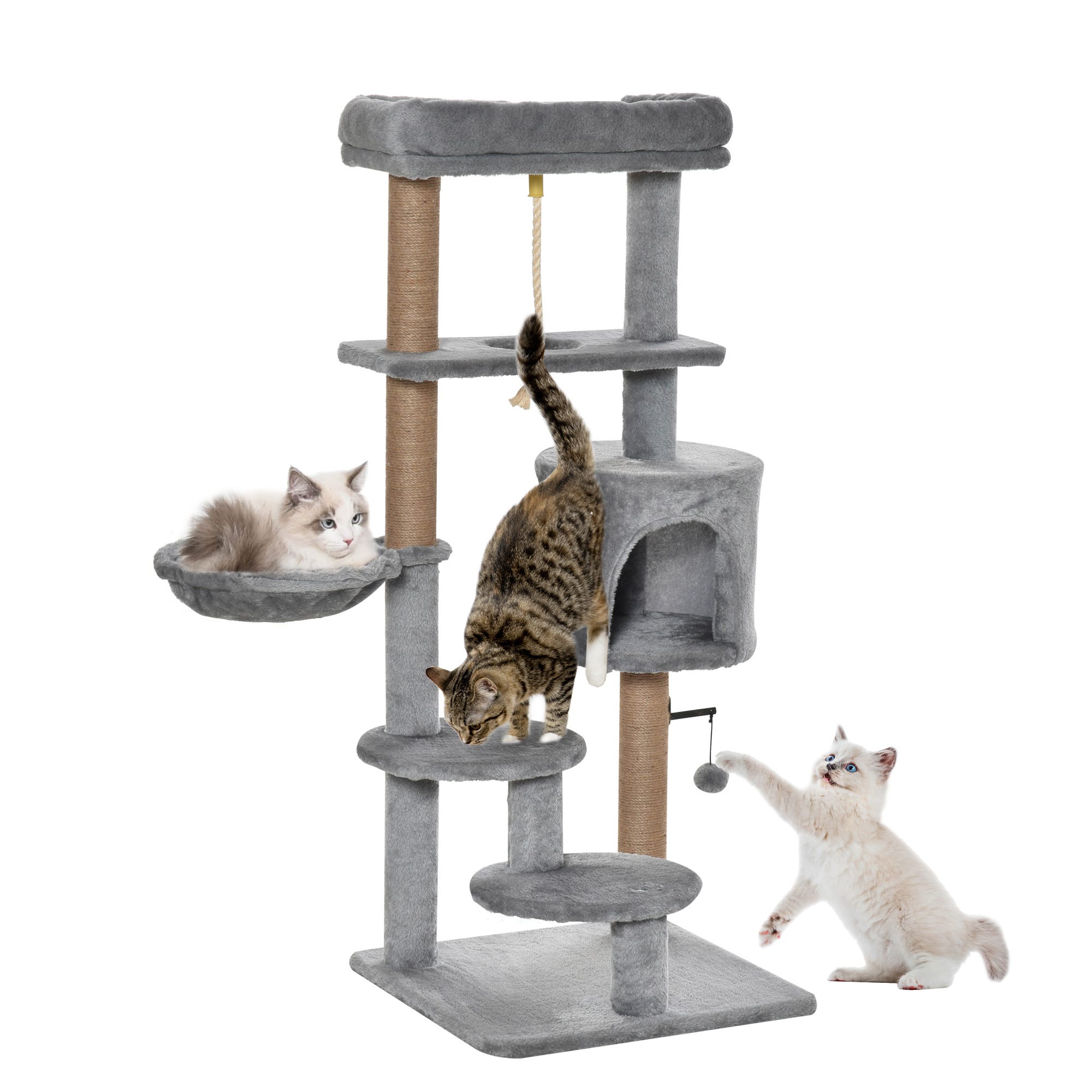 PawHut Árbol Rascador para Gatos Altura 120 cm Torre de Gatos con