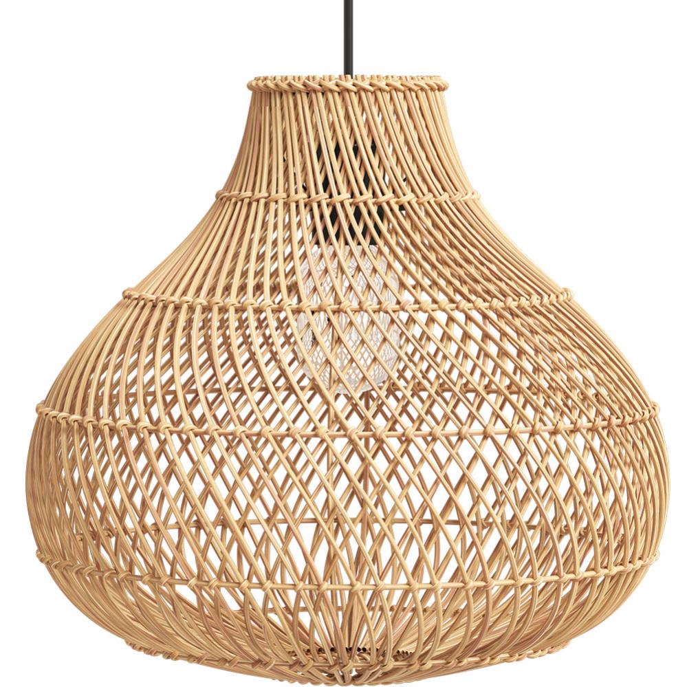 Lampada A Sospensione In Rattan Con Batteria E27 - Portatile, Impermeabile, Stile Boho Per Esterni E Interni