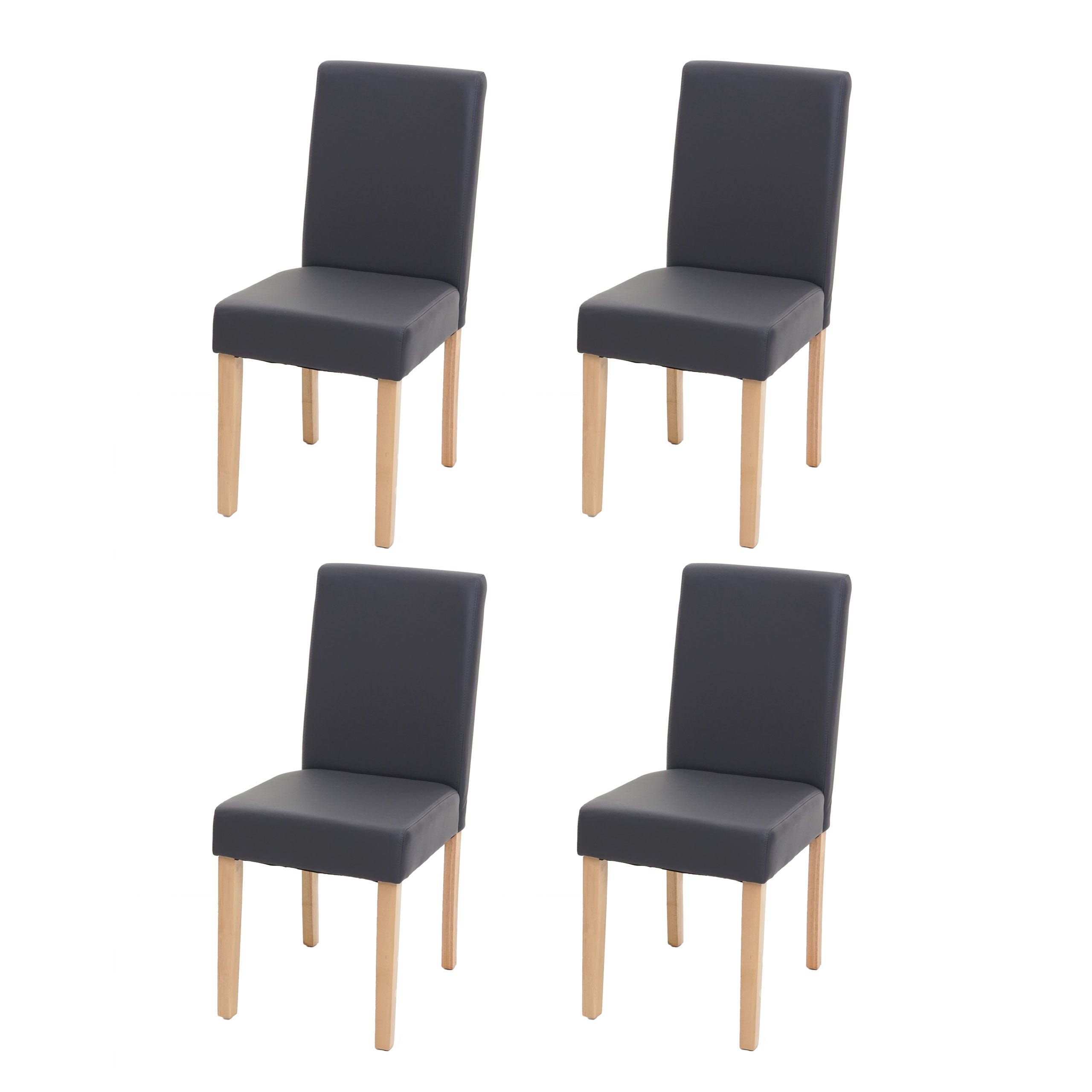 Lot de 4 chaises de salle à manger LITAU, en cuir blanc, pieds