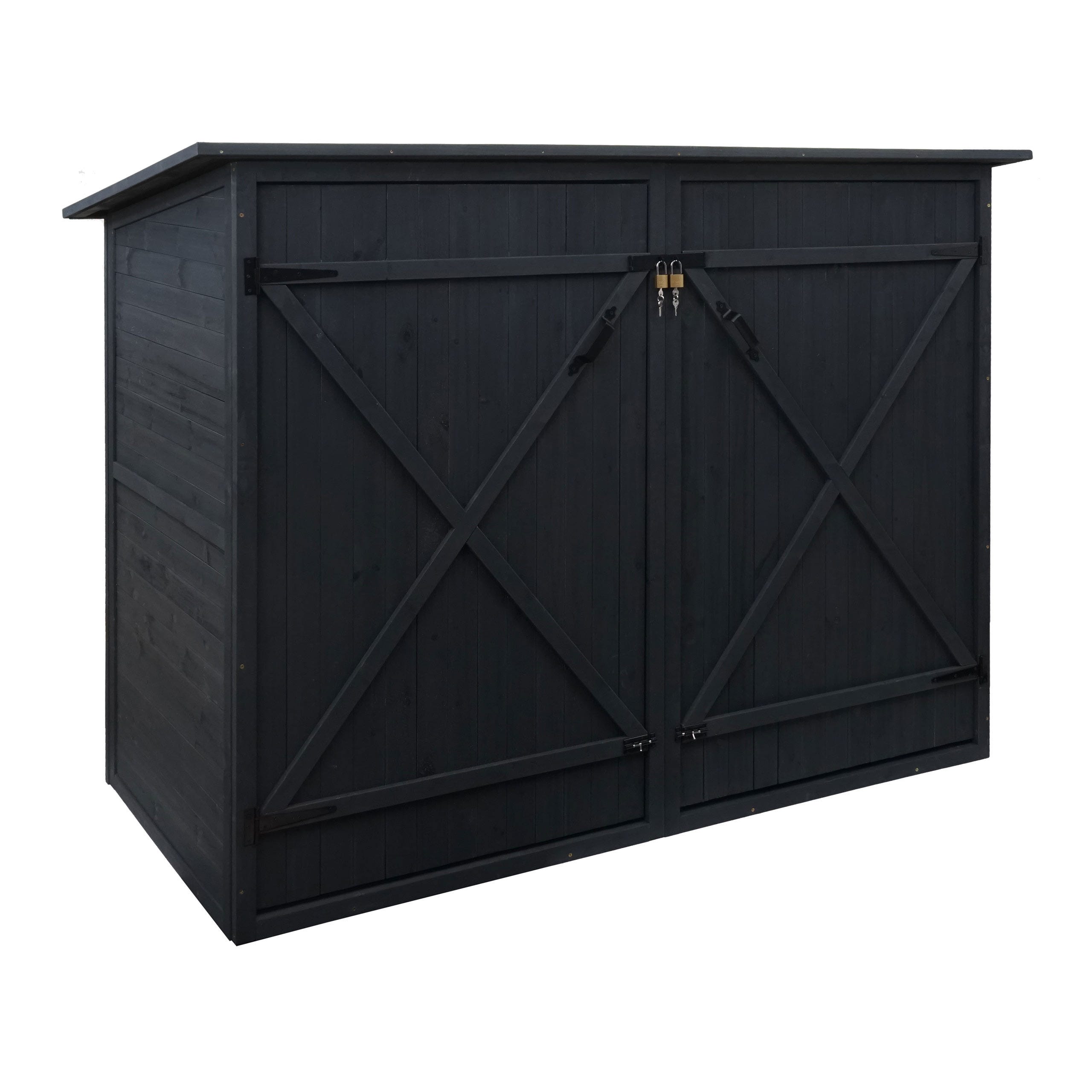 Garage armadio biciclette con serratura HWC-H60 legno box singolo  100x200x152cm antracite
