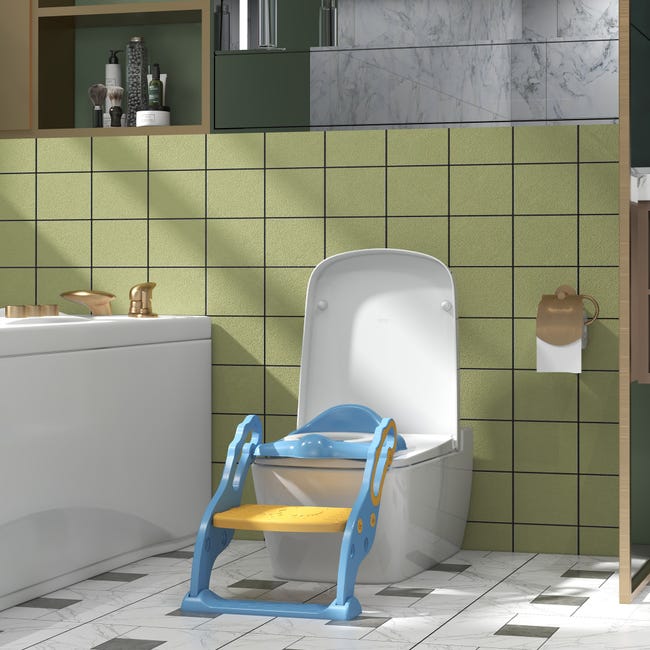 ZONEKIZ Adaptator WC para Niños con Escalera Asiento de Inodoro para Niños  de 2-6 Años Plegable Ajustable Reductor de Aprendizaje para Baño