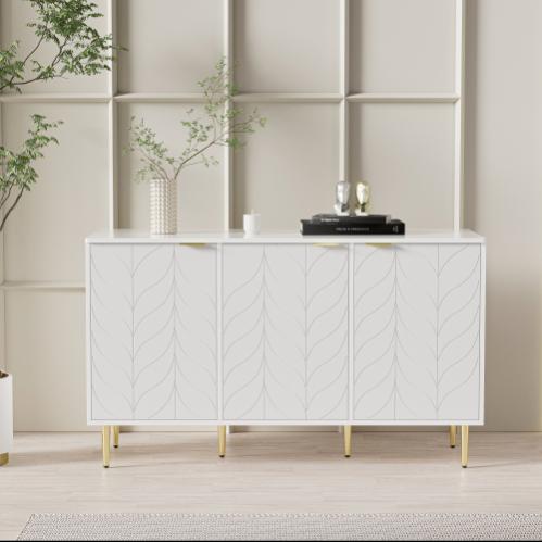 Credenza con 4 ante profilate - 120 x 35 x 71,5 cm - ripiani interni regolabili - MDF