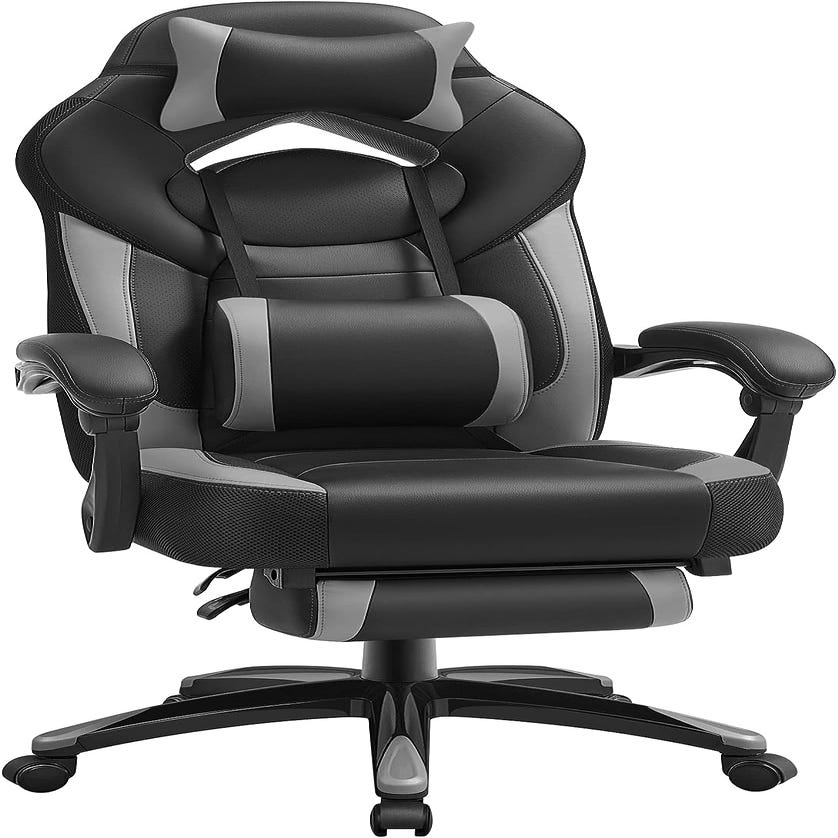 Fauteuil Gamer Incliable Pivotante Repose-pieds Coussin Lombaire
