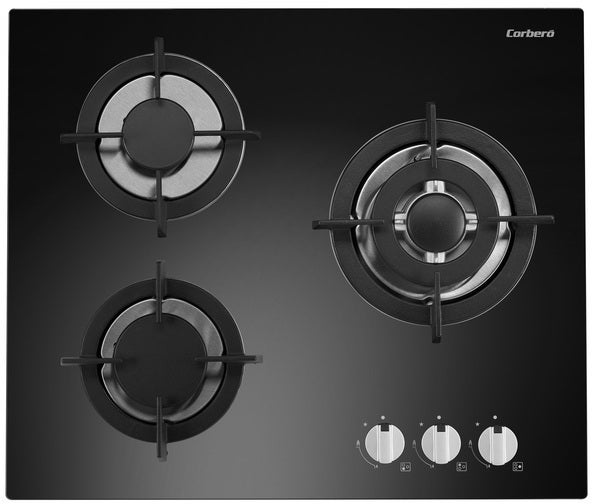 Corberó CPCGY2303N Placa Cristal Gas Butano Potencia 7 Kw, 3 Fuegos, Color  Negro, Zona Wok, Parrilla Hierro Fundido, Válvula Seguridad Corte de Gas,  Desconexión Automática : : Grandes electrodomésticos