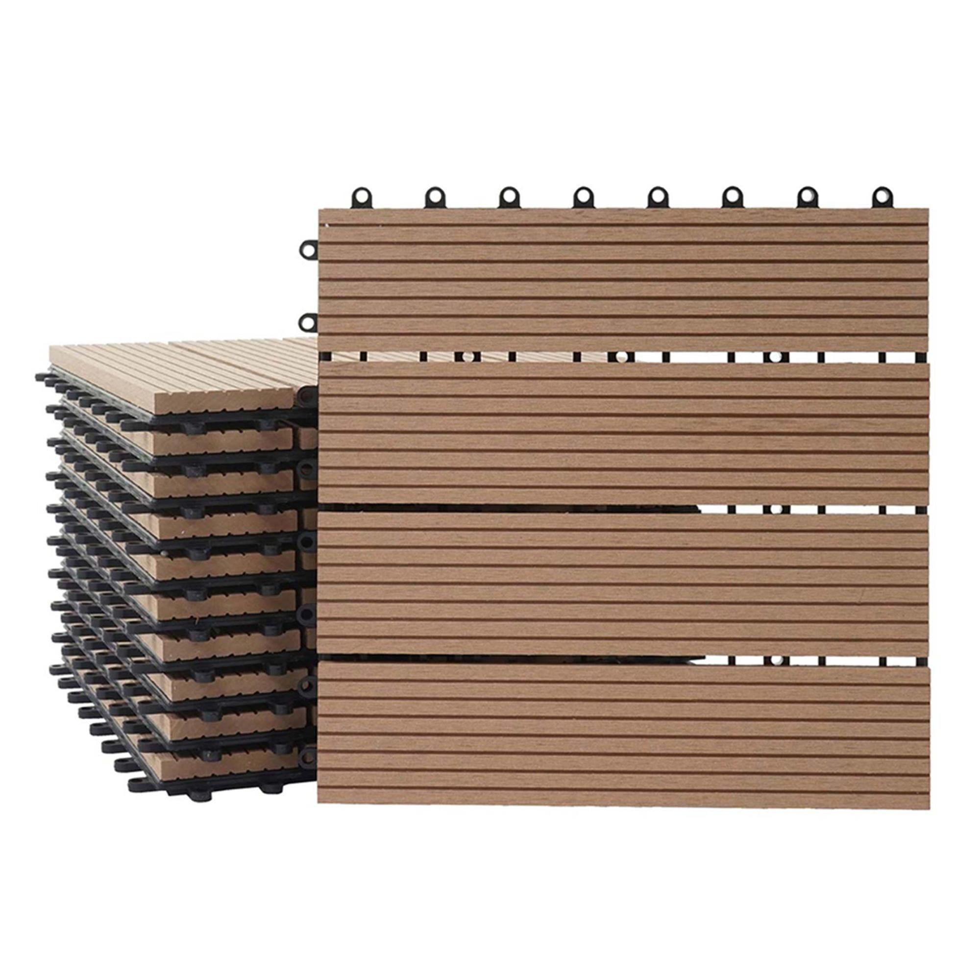 Piastrelle Per Esterni In WPC Mendler Rhone T831 - 30x30 Cm, 11 Pezzi Per 1 Mq, Colore Teak, Resistente A Intemperie E UV