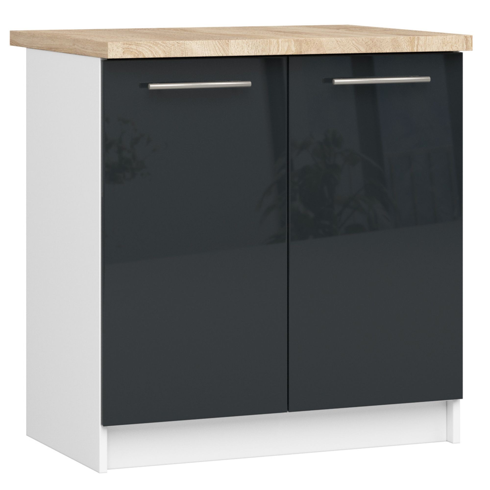 Meuble de cuisine bas armoire de cuisine AKORD S80 OLIWIA modulable Blanc 80 cm 2 portes façade