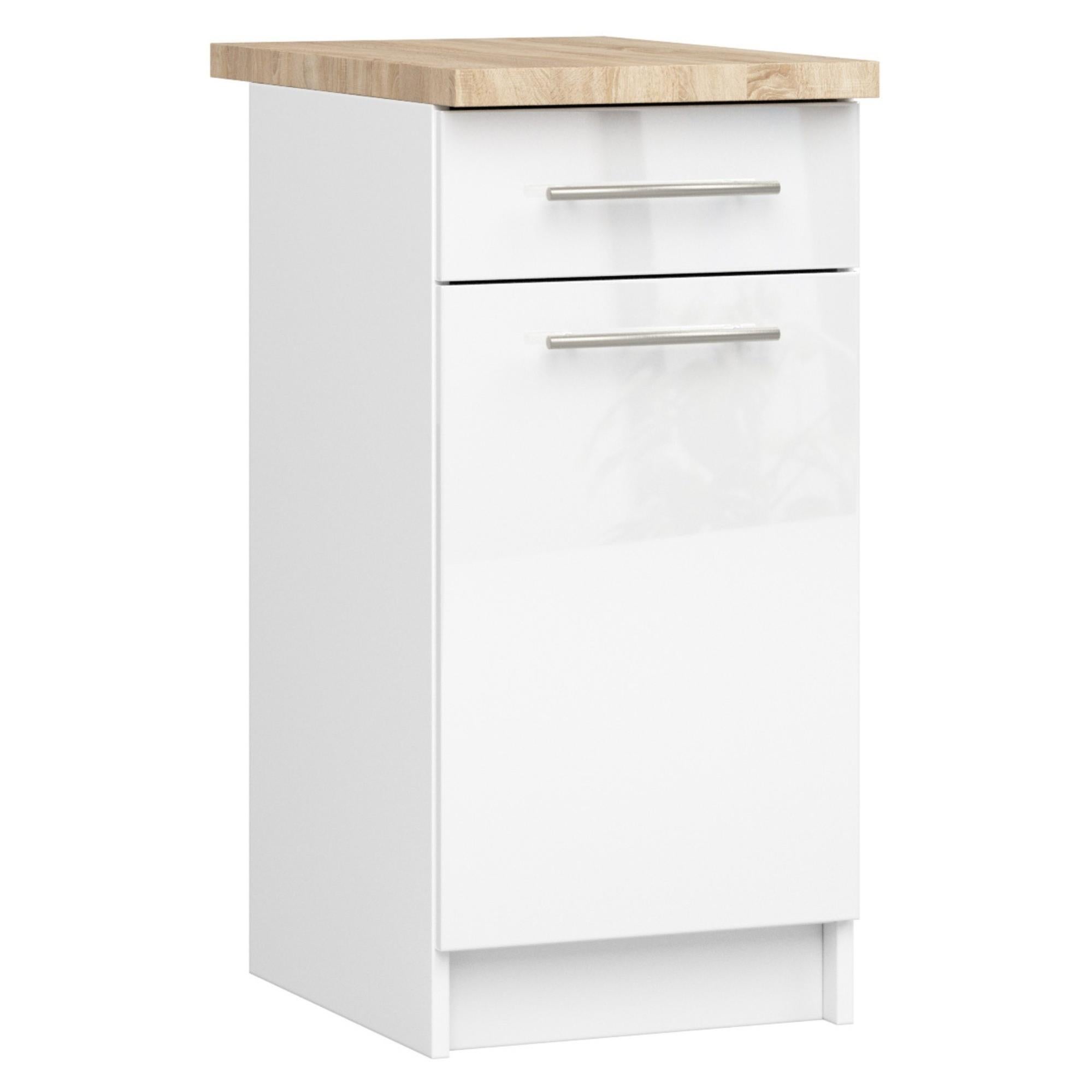 Armoire De Cuisine Suspendue BDW OLIWIA - 50x30x58cm, Blanc/Chêne Sonoma, Étagère Intérieure - Meuble Haut Moderne Pour Rangement Vaisselle