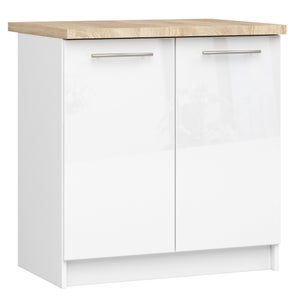 Meuble de cuisine bas, armoire de cuisine AKORD S80 OLIWIA modulable, Blanc  80 cm 3 tiroirs façade Blanche 80x46x85 cm