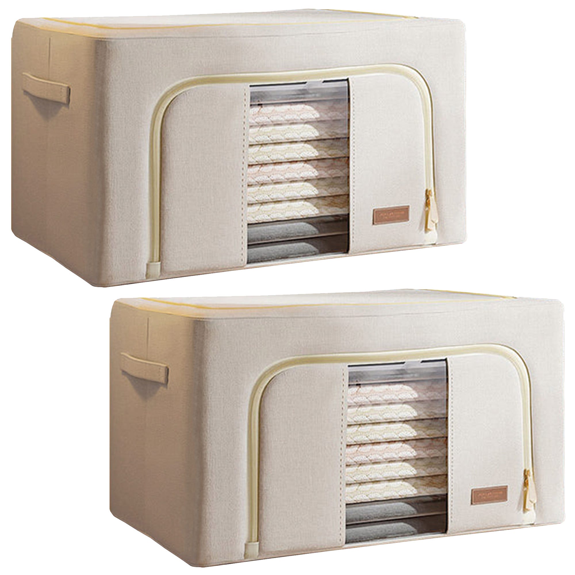 JOYBOS Set de 2 cajas de almacenamiento de ropa, 48 L (24x2), plegable, en  material textil