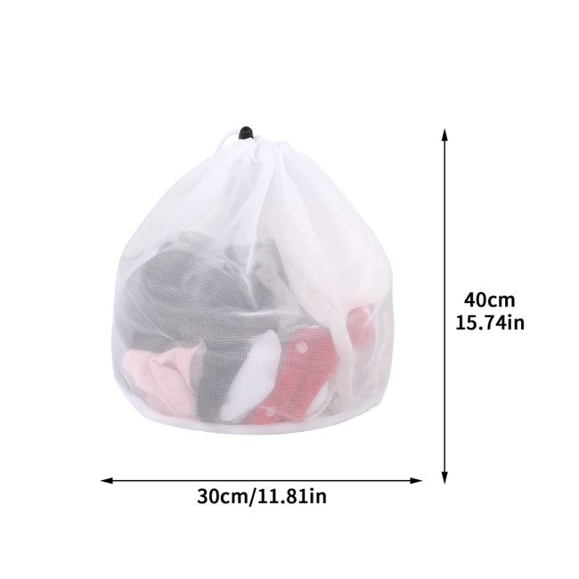 Lot de 2 filets à linge, sac à linge avec cordon de serrage en maille fine  réutilisable pour chaussettes de soutien-gorge chemisier (30 x 40 cm)