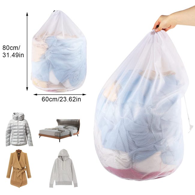 Lot de 2 sacs en filet à linge, filet à linge en maille fine avec cordon de  serrage pour machine à laver (60 x 80 cm)