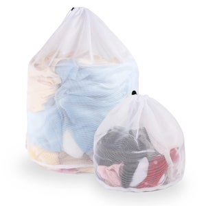 Lot de 2 sacs réutilisables en maille de nylon avec cordon de