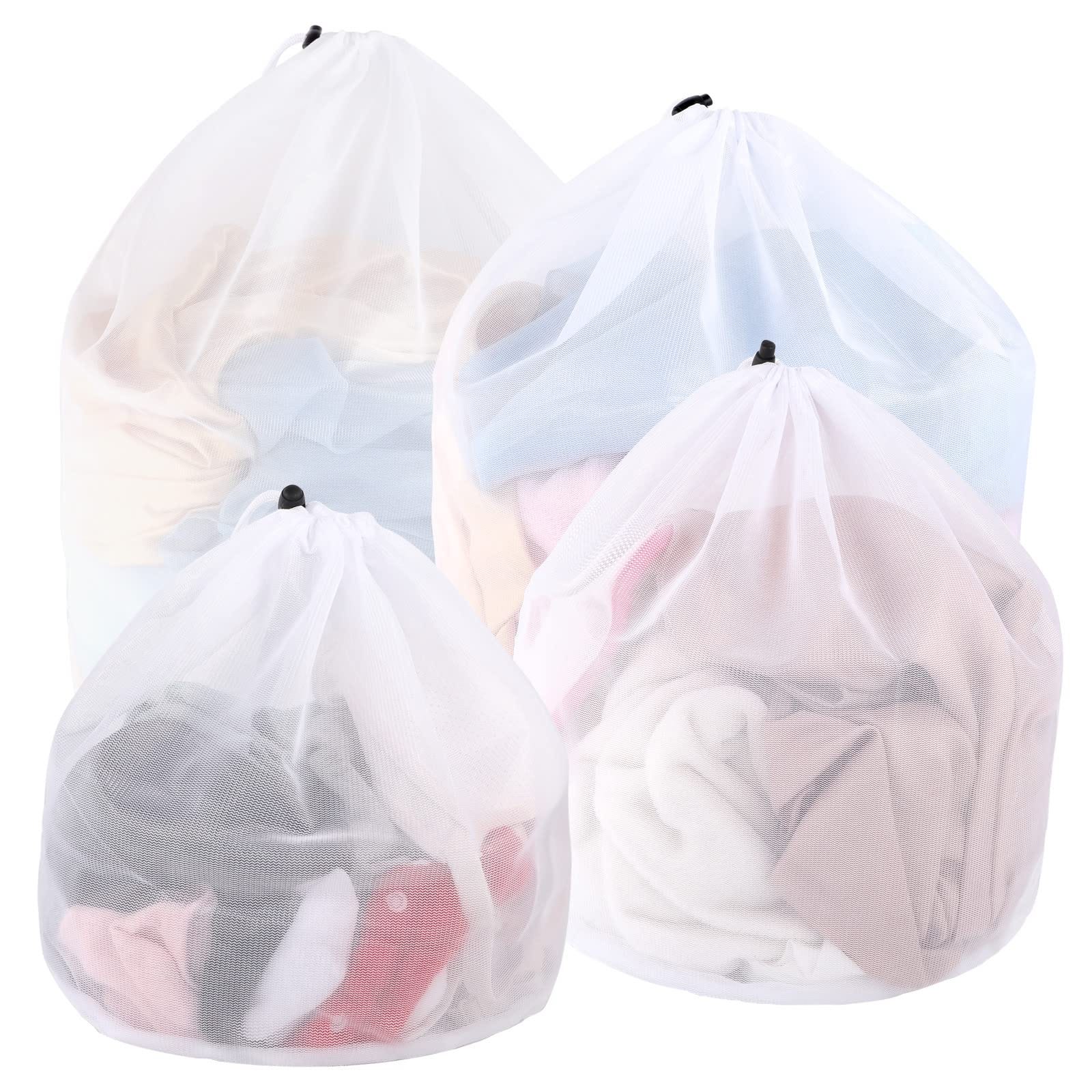 Lot de 4 filets à linge, sac à linge avec cordon de serrage réutilisable en  maille fine pour chemisier, soutien-gorge, chaussettes