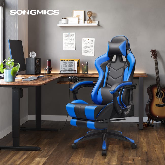 Songmics fauteuil gamer, chaise gaming, siège de bureau réglable