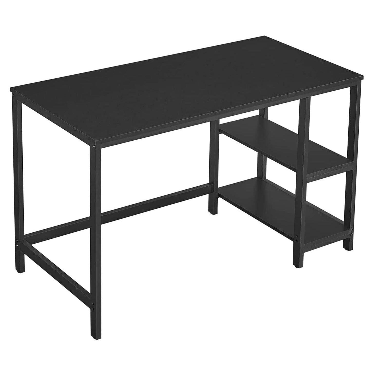 Bureau informatique table avec rangement avec étagère à 2 niveaux à gauche  ou à droit pour bureau salon cadre en métal s