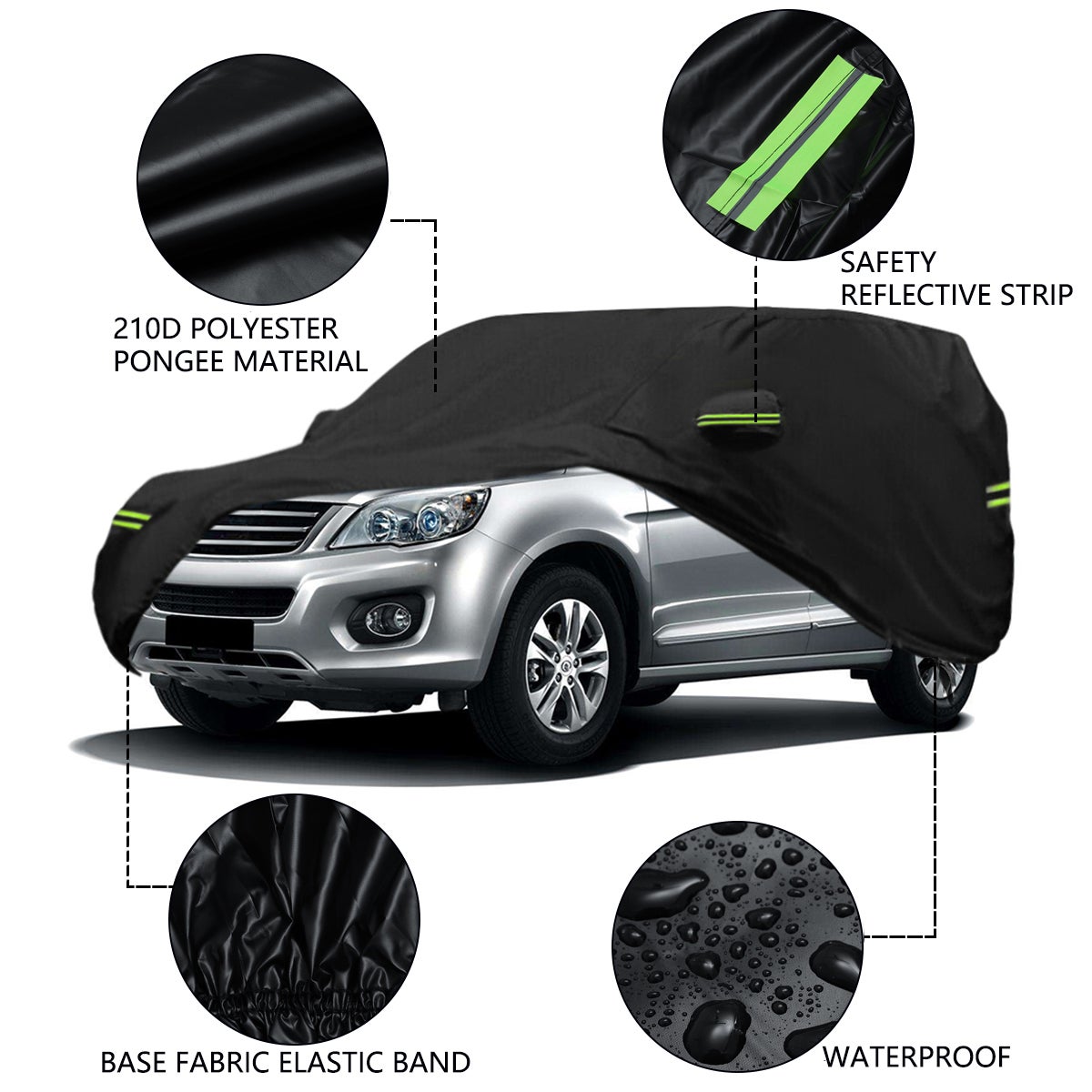 Funda universal para coche suv para toyota landcruiser / prado, protección uv, lluvia, polvo, 530x200x190cm