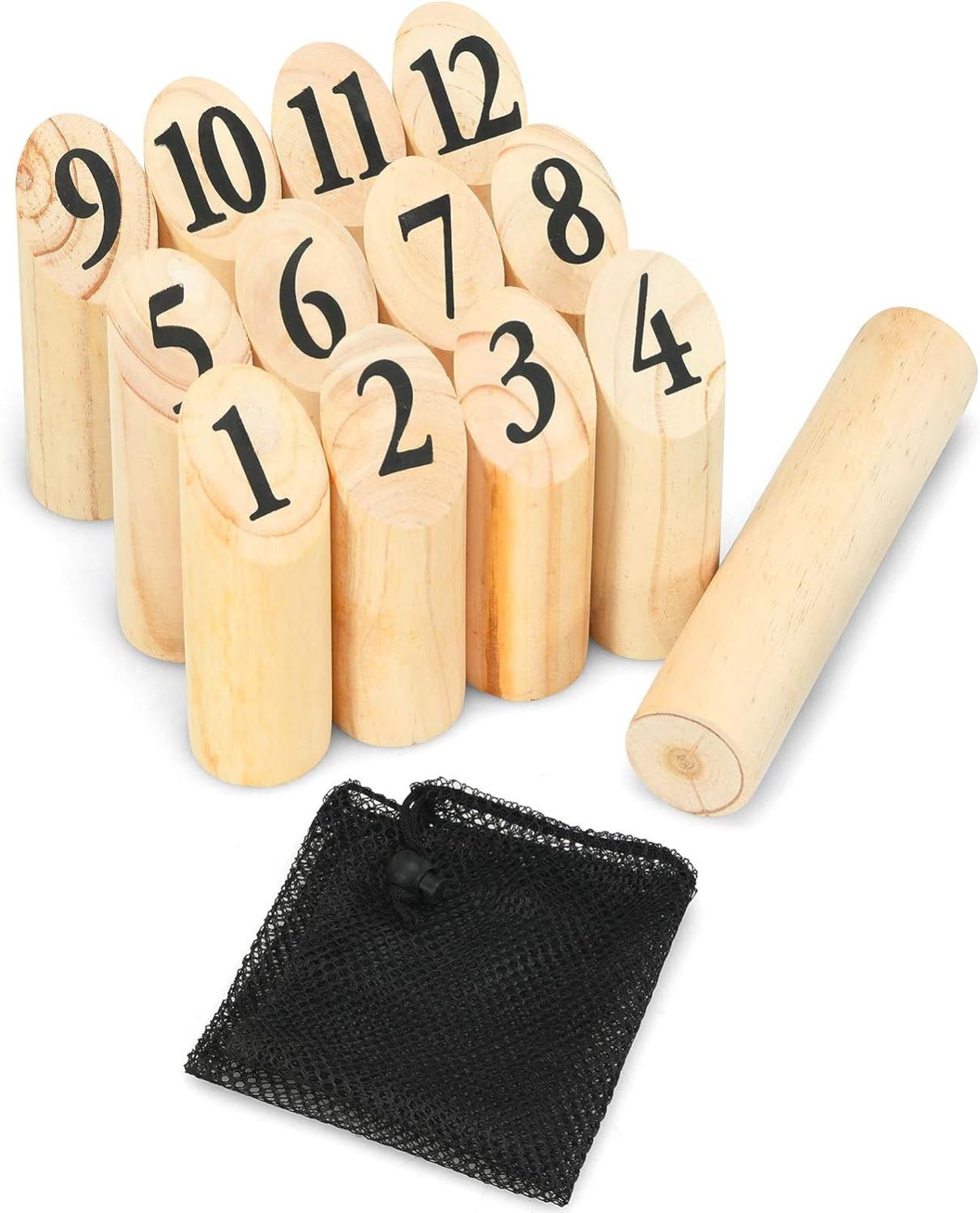 Jeu De Quilles Nordique En Bois – 12 Quilles Numérotées, Règles Originales, Dès 3 Ans
