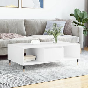 vidaXL Tavolino Salotto Bianco Lucido 102x44,5x50 cm Legno Multistrato