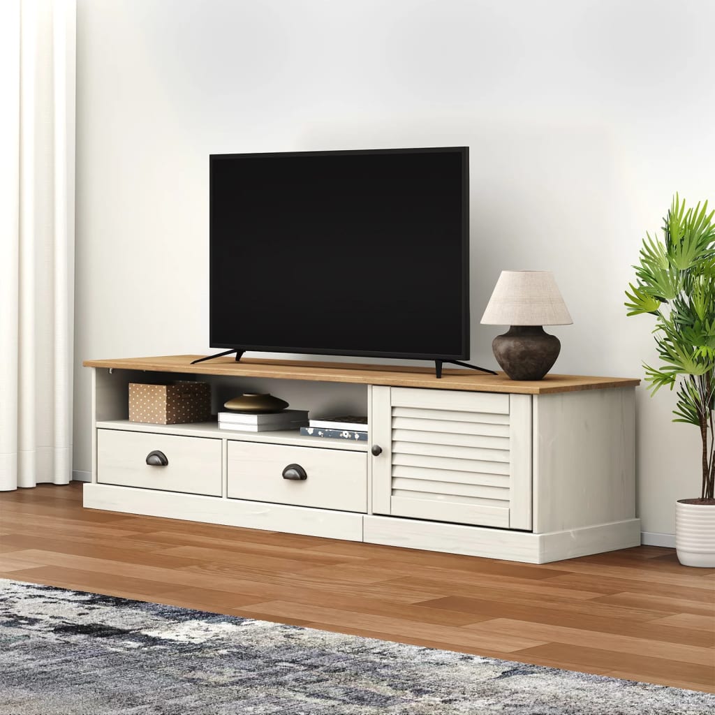 Mobile Porta TV，Mobili TV，Supporto per TV da Soggiorno Bianco 156x37x45 cm  in Legno Massello