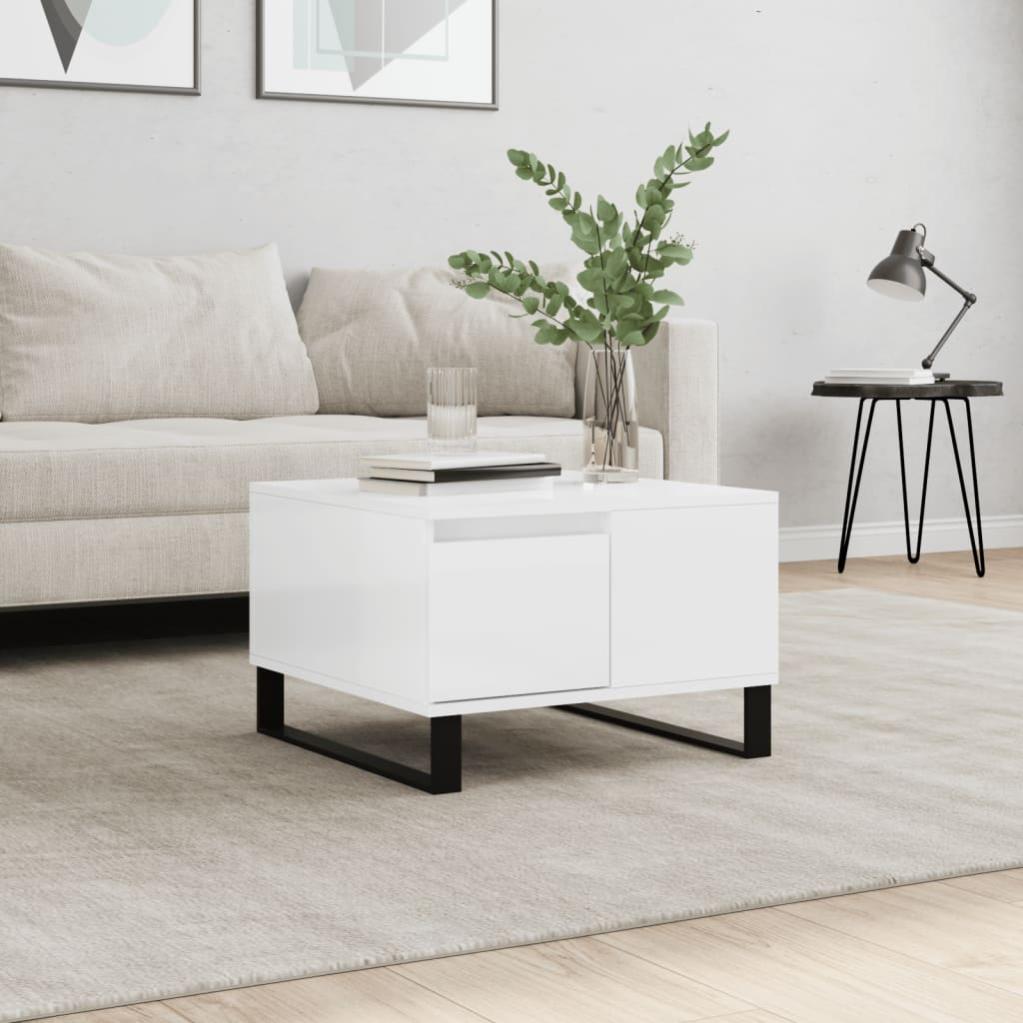Vidaxl mesa de centro madera contrachapada blanco brillo 55x55x36,5 cm