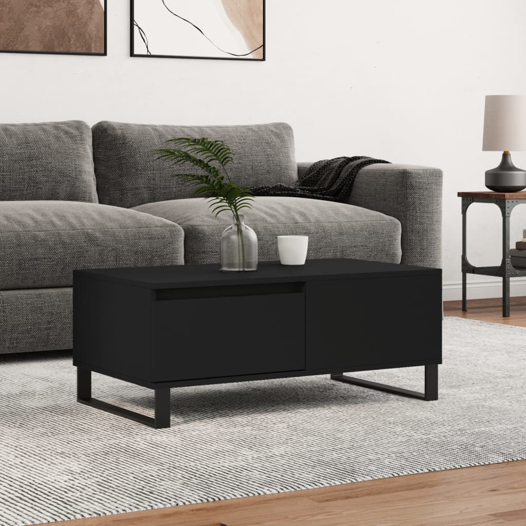 Vidaxl mesa de centro madera contrachapada negro 90x50x36,5 cm
