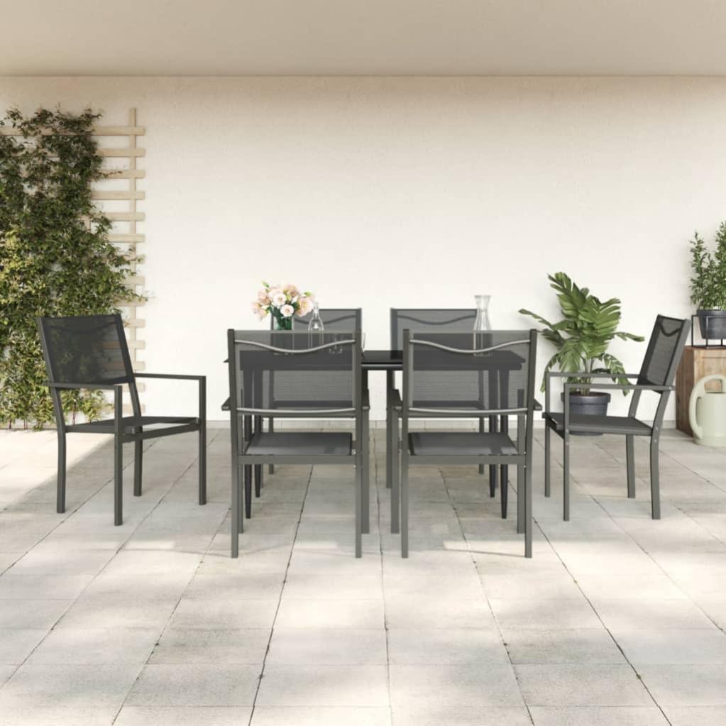 VidaXL Set Da Pranzo 7 Pezzi – Tavolo E 6 Sedie In MDF E Acciaio, Stile Romantico Marrone – Arredo Cucina E Sala