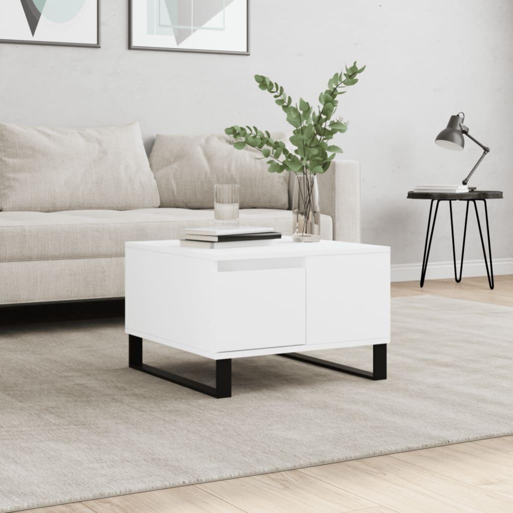 Tavolino da Salotto Bianco Lucido 90x50x40 cm Legno Multistrato 829486