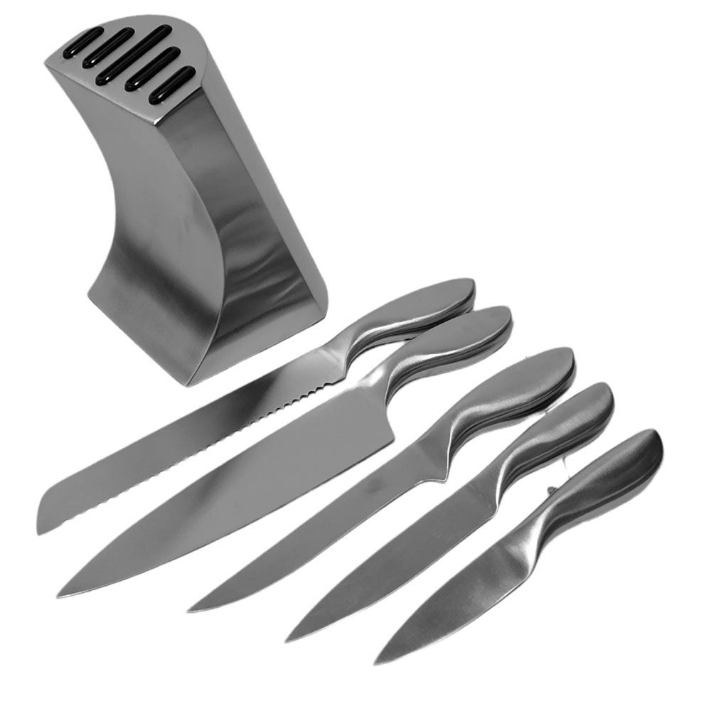 Set 6 Coltelli da Cucina Professionali con Ceppo Coltelli per Casa e  Ristorante