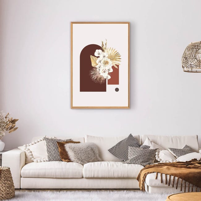 DekoArte - Tableau Decoration Murale Salon ARBRE DE VIE OR NOIR 30 x 30 cm,  x4 pièces - Tableau Set avec cadre Dorado