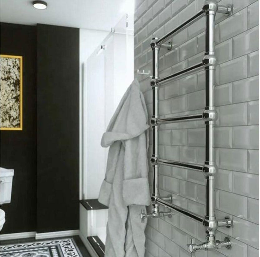 Secador de toallas eléctrico estándar cromado - RETRO - 400 vatios - 154 x  50,4