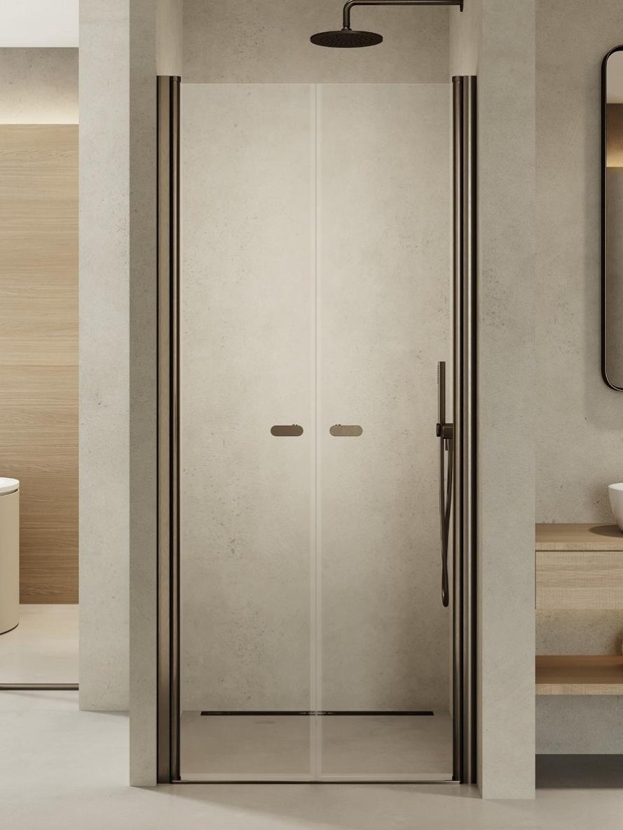 Porte de douche battante 90 cm inox brossé ANTILLES GUNMETAL BRUSHED Leroy Merlin