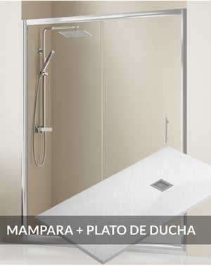 Patricia Mampara de Ducha Frontal 1 Puerta 1 Fijo Corredera | Vidrio  Templado de 6mm | Antical | Reversible Izquierdo o Derecho