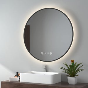 EMKE Hollywood miroir de courtoisie avec lumière, 47.5x36.4cm blanc, miroir  de coiffeuse pivotant à 360°, avec 3 lumières dimmables