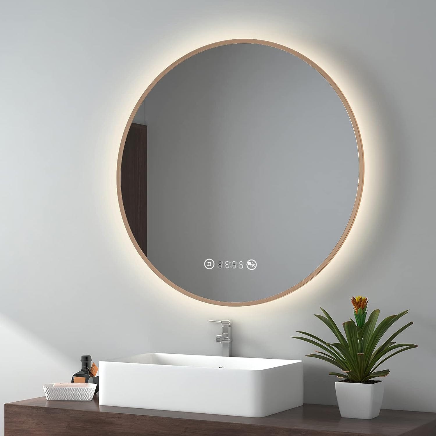 ▷ Hercules miroir de salle de bain avec LED d'éclairage avant et décoratif  60x80cm Emuca