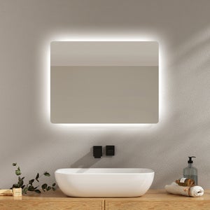 Miroir LED rétro éclairé encadré dépoli rectangulaire et antibuée 70 x 90cm  : 7165 01 24