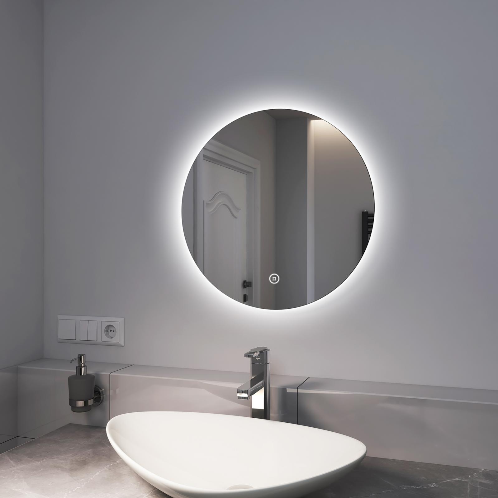 Specchio Da Bagno Rotondo A Parete 60x60 Cm – Moderno, Bordo Levigato 20 Mm, Vetro Argentato 5 Mm, Con Staffe E Istruzioni