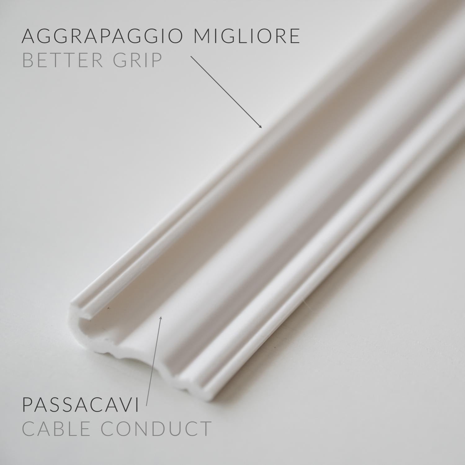 Cornici per parete boiserie, in duropolimero bianco rigido (meglio del polistirolo e gesso), per riquadri a muro - profilo da 2 metri - HCR524 - 5