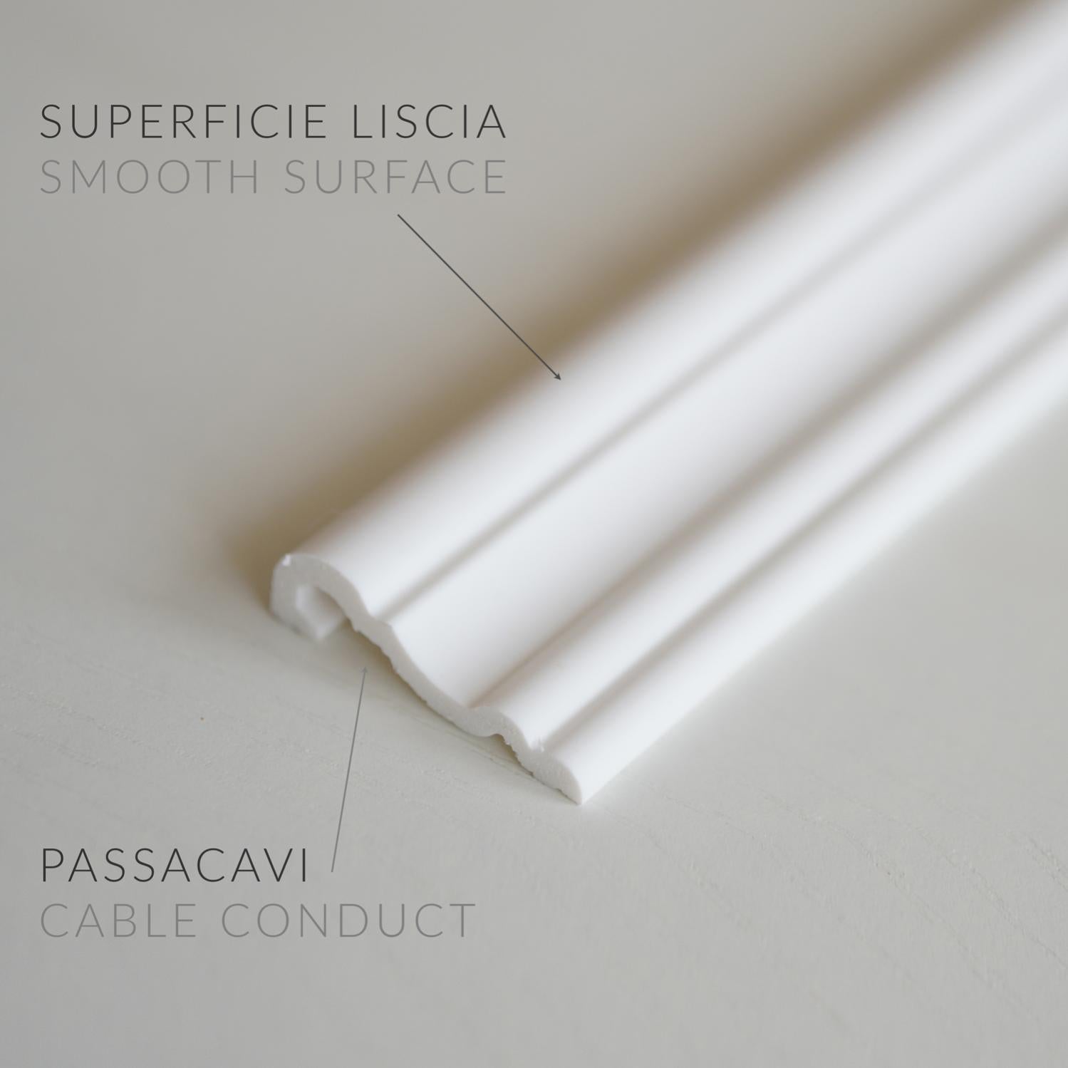 Cornici per parete boiserie, in duropolimero bianco rigido (meglio del polistirolo e gesso), per riquadri a muro - profilo da 2 metri - HCR524 - 4