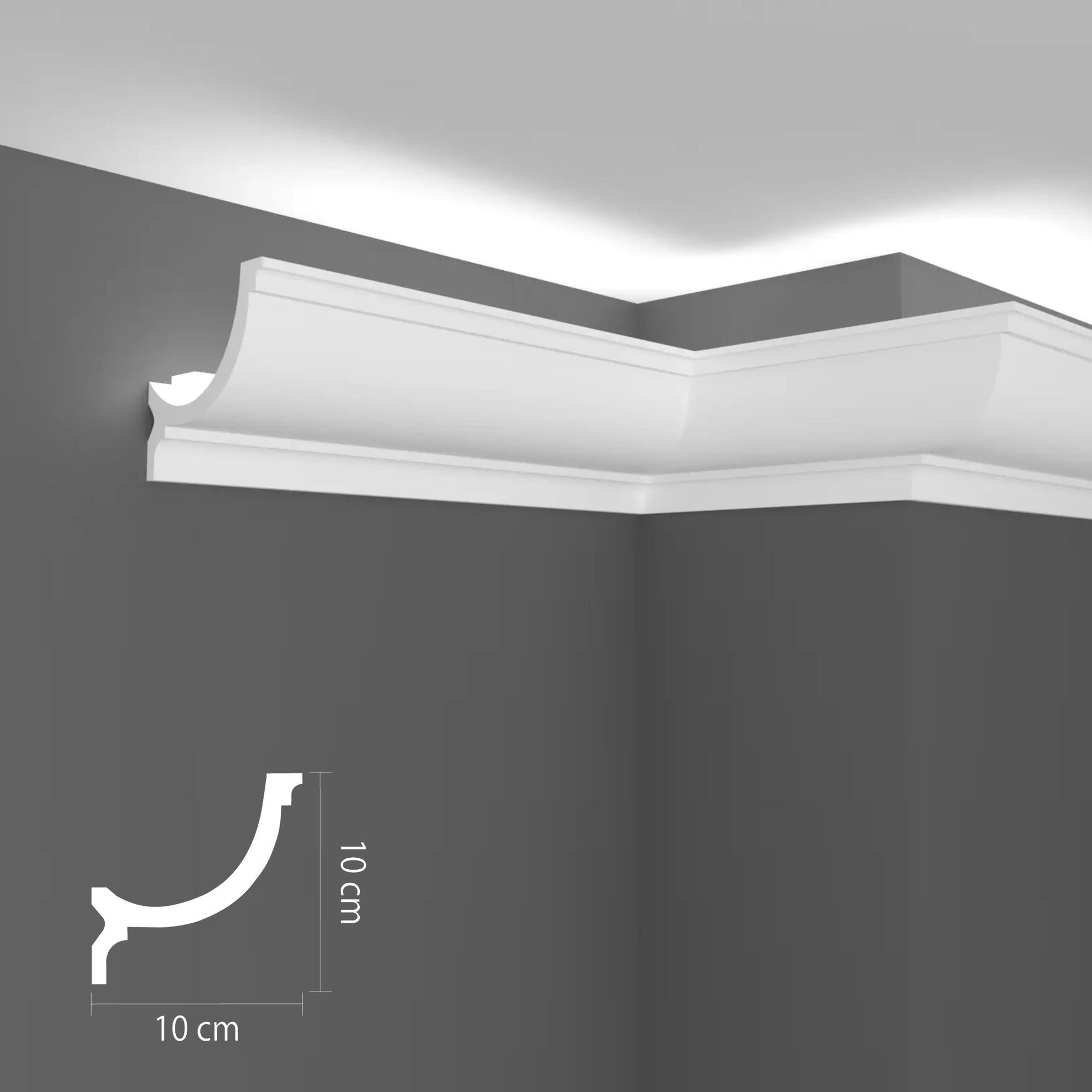 Profilo cornice porta led per soffitto di poliuretano cm 12 doppia luce