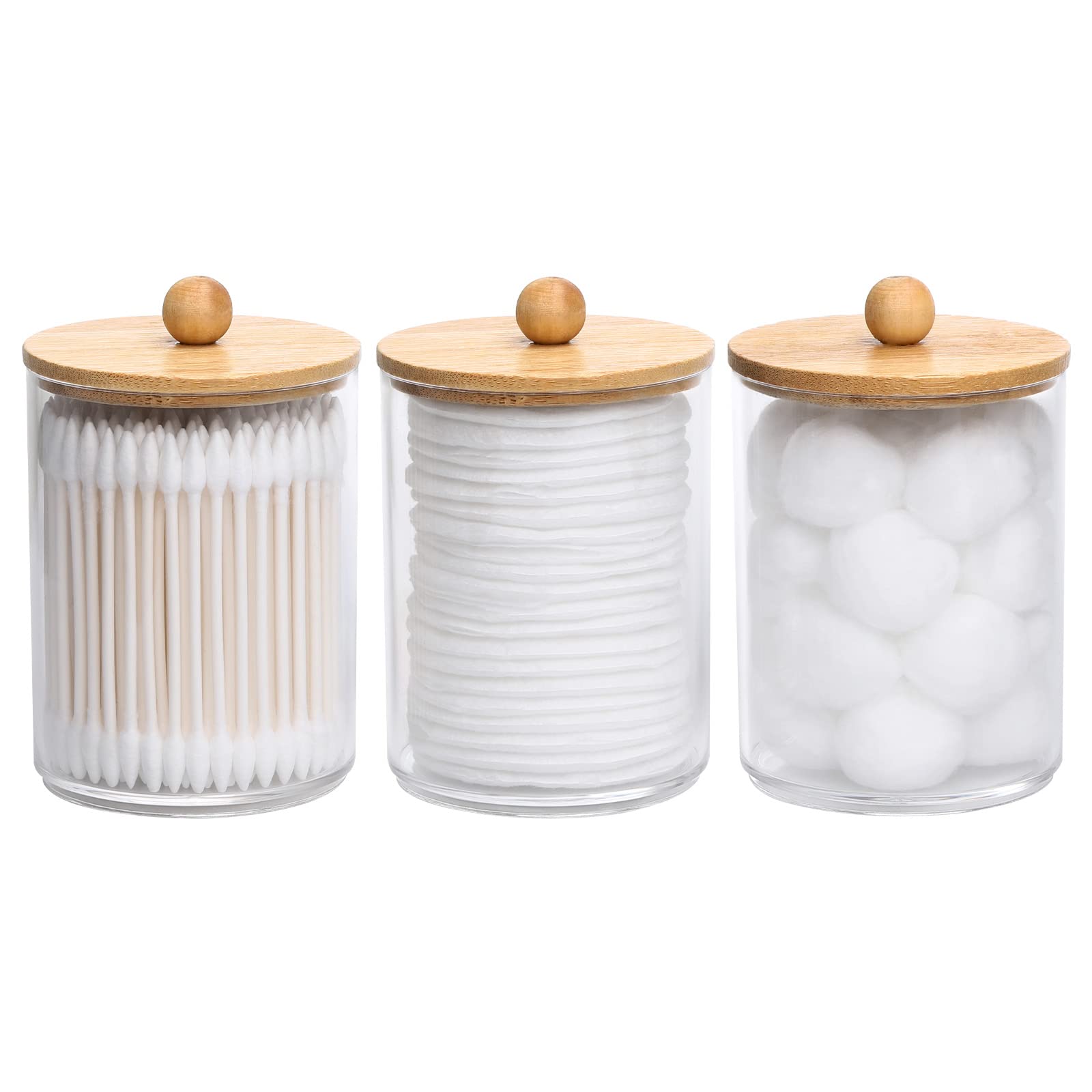 Boite à Coton Et Cotons-tiges Blanche Et Couvercle En Bambou -  Distributeur, porte savon et gobelet BUT
