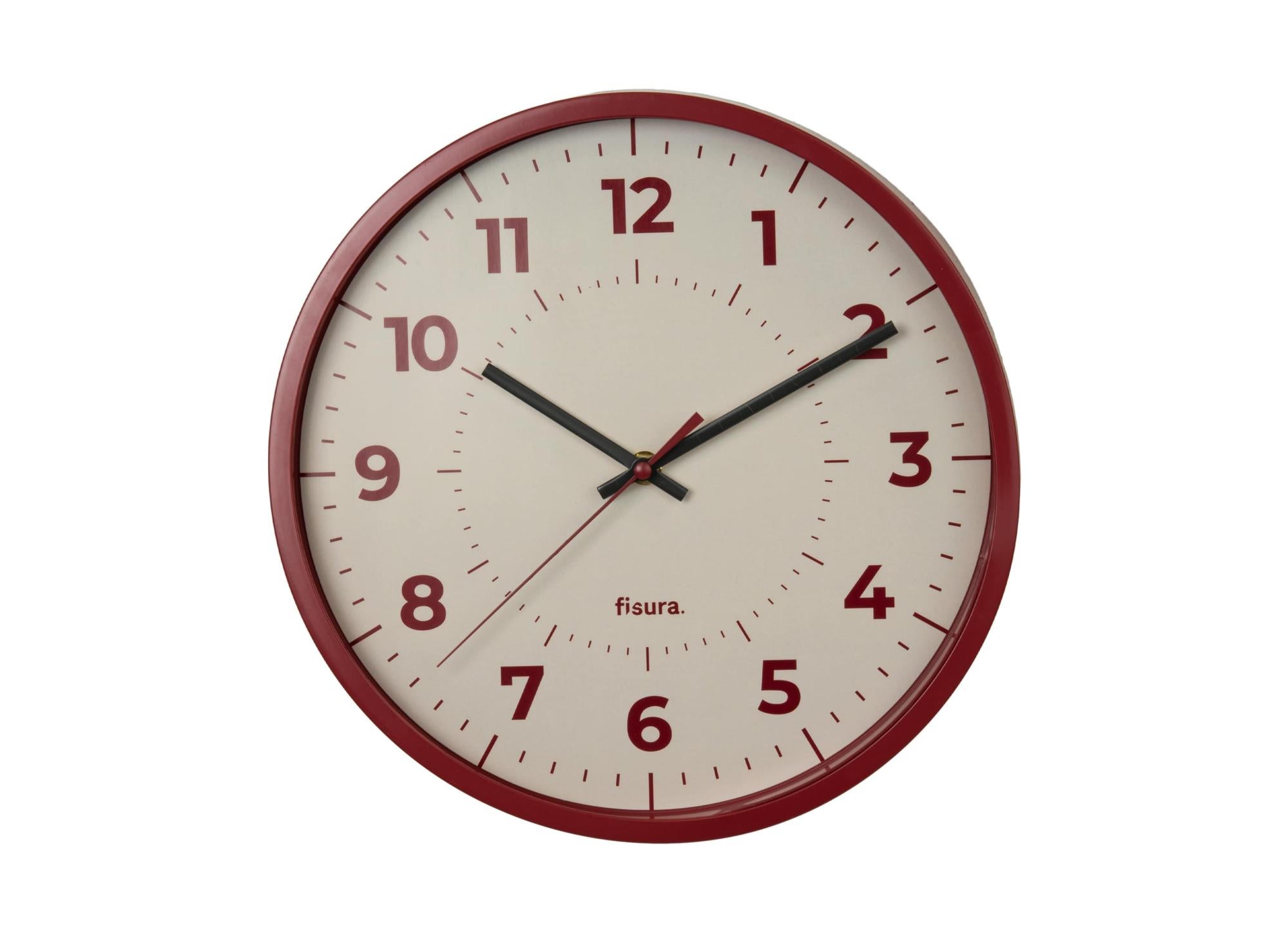 Fisura - Horloge murale rouge originale. Horloge de cuisine moderne