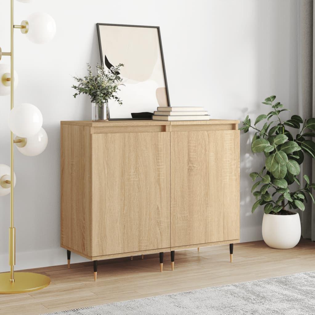VidaXL Credenza 2 Pezzi In Legno Multistrato – Rovere Sonoma – 30x30x70 Cm – 3 Cassetti Per Soggiorno O Camera