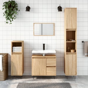 Mobile bagno 120 cm Nilo rovere oak con 4 cassetti lavabo e 2 specchi